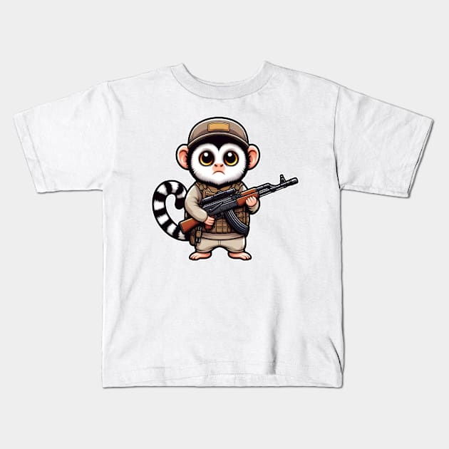 Tactical Marmoset Monkey Kids T-Shirt by Rawlifegraphic